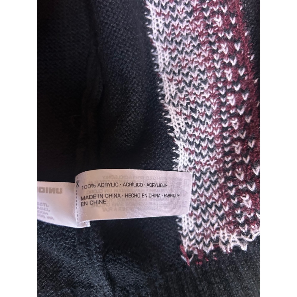 Unionbay Cardigan Womens XL Black Geometric Open Front Knit Sweater Retro Boho - Picture 3 of 9